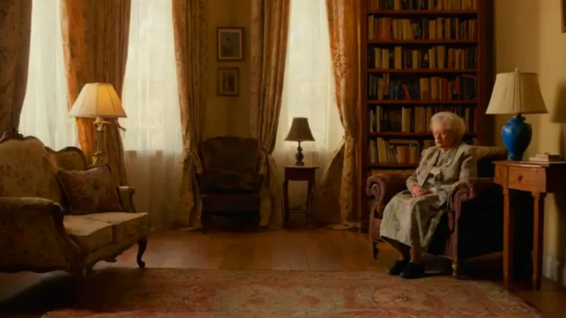 A contraluz, una anciana habla por teléfono