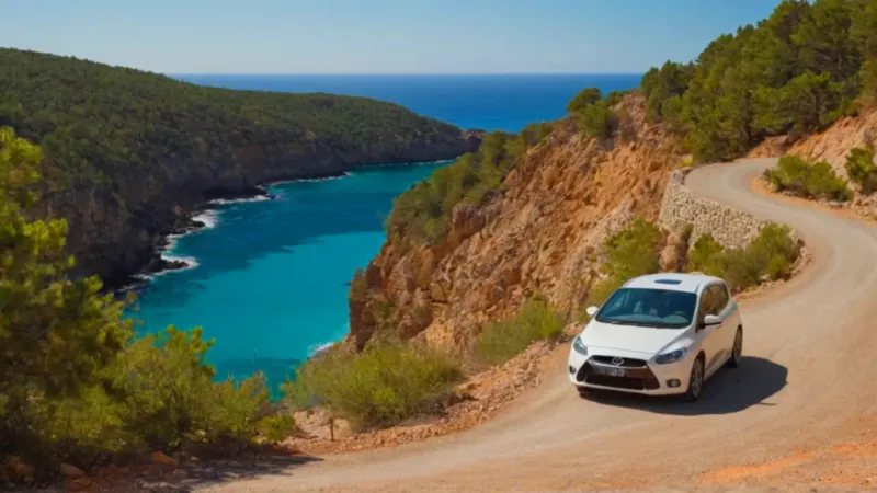 Mujer junto al coche contempla el mar