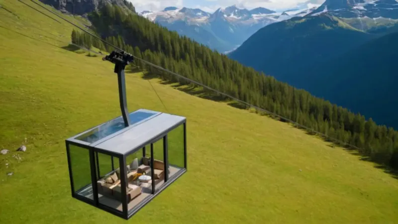Góndola sobre un inmenso paisaje alpino