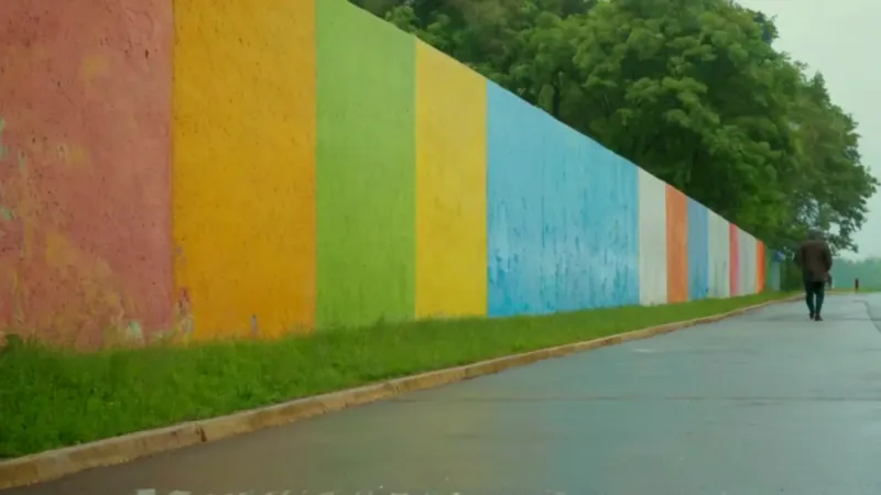 Alguien camina junto a un muro pintado