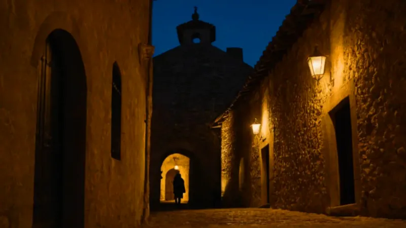 Misterio nocturno en un callejón brumoso