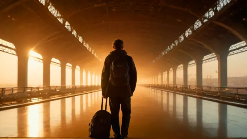 Viajero solitario en la inmensa estación