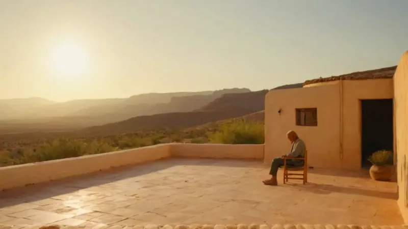 Figura solitaria ante el paisaje dorado