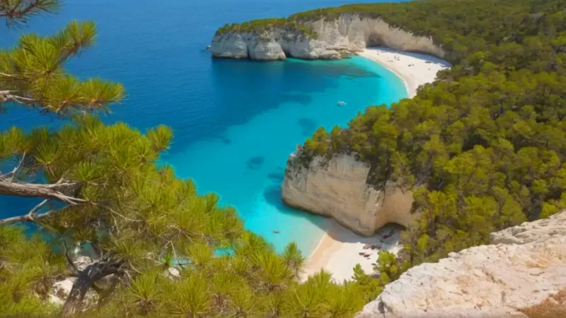 Una cala turquesa vista desde el acantilado