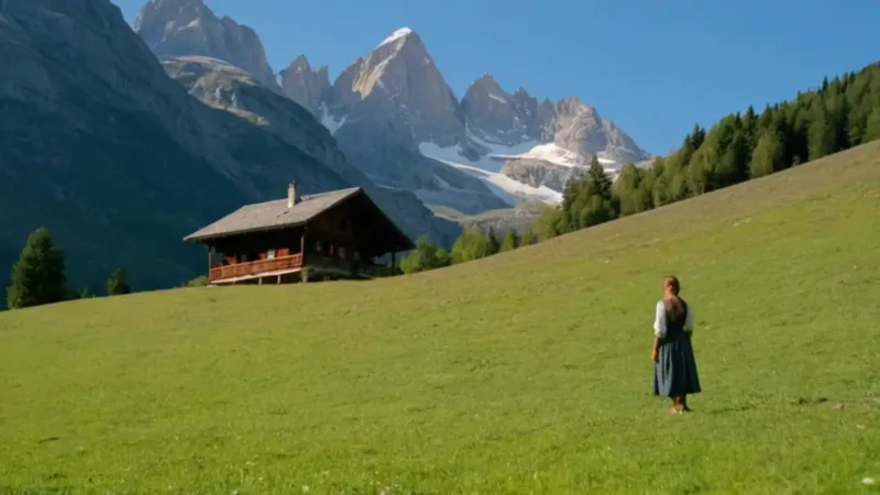Mujer contempla el inmenso paisaje alpino