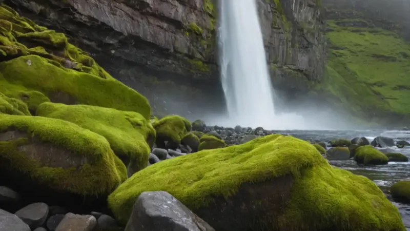 Solitaria figura ante la imponente cascada