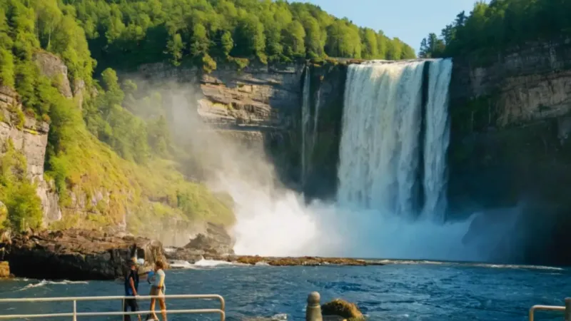 Un hombre contempla la imponente cascada