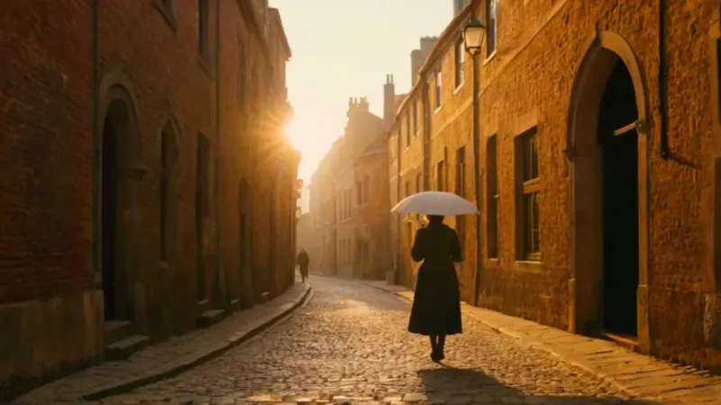 Atardecer dorado en un callejón
