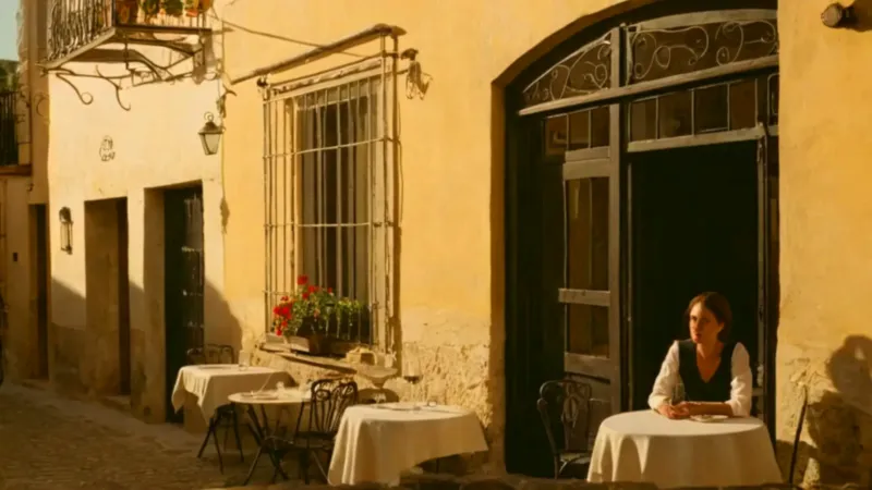 Una mujer contempla en la callejuela dorada