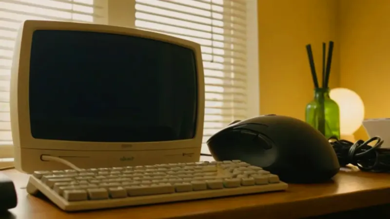 Silueta frente a un monitor antiguo