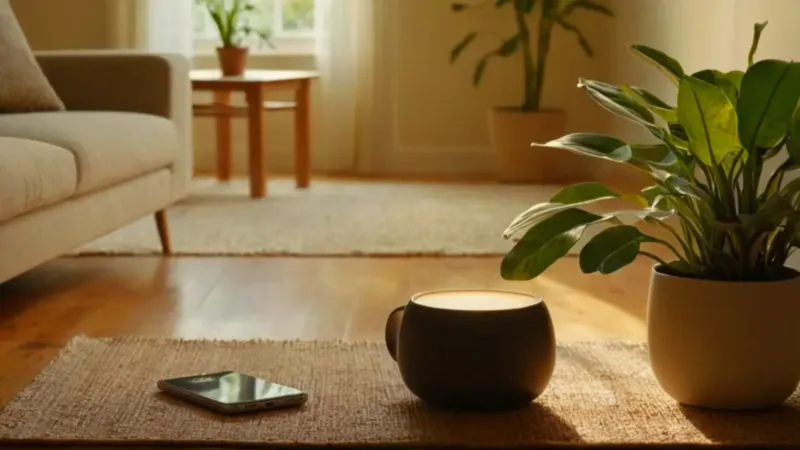 Persona se relaja en un salón soleado