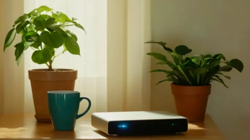 Persona usa un portátil en un salón