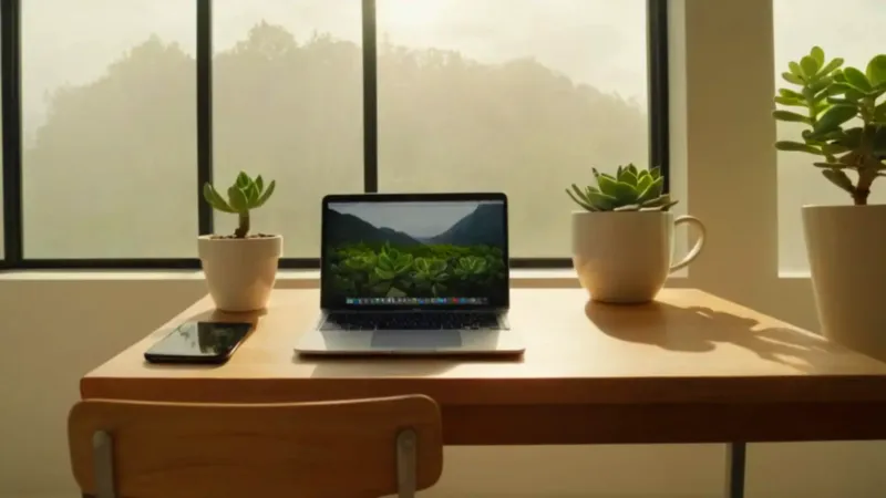 Persona en una oficina luminosa con su móvil