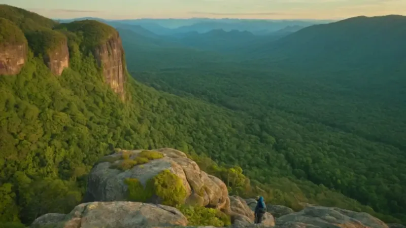 Un hombre contempla el inmenso valle brumoso