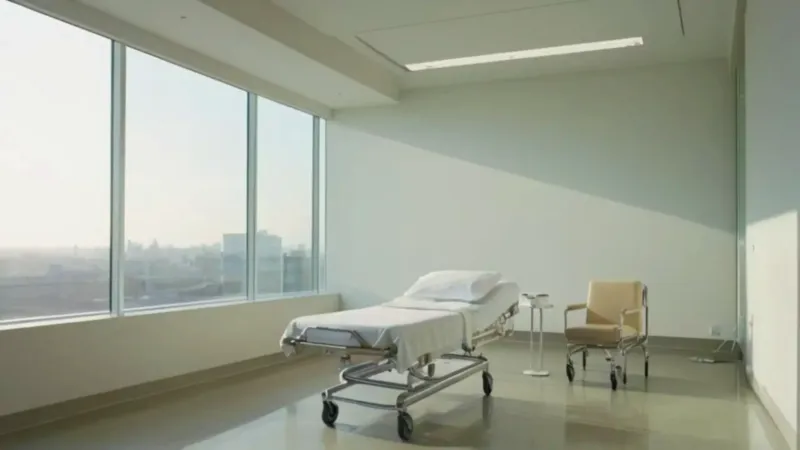 Una figura solitaria en un cuarto estéril