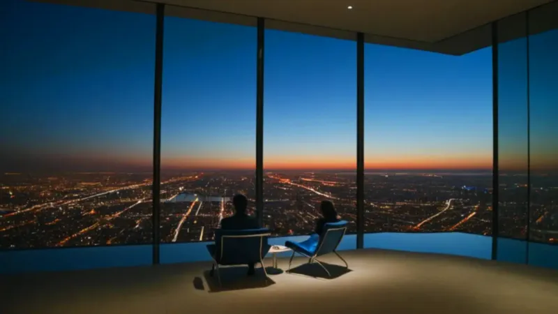 Silueta contempla la ciudad de noche