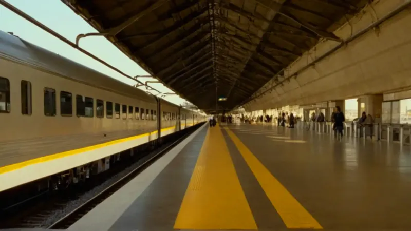 Un viajero solitario espera el tren