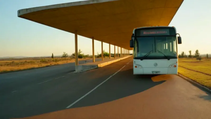 Un viajero solitario espera el autobús