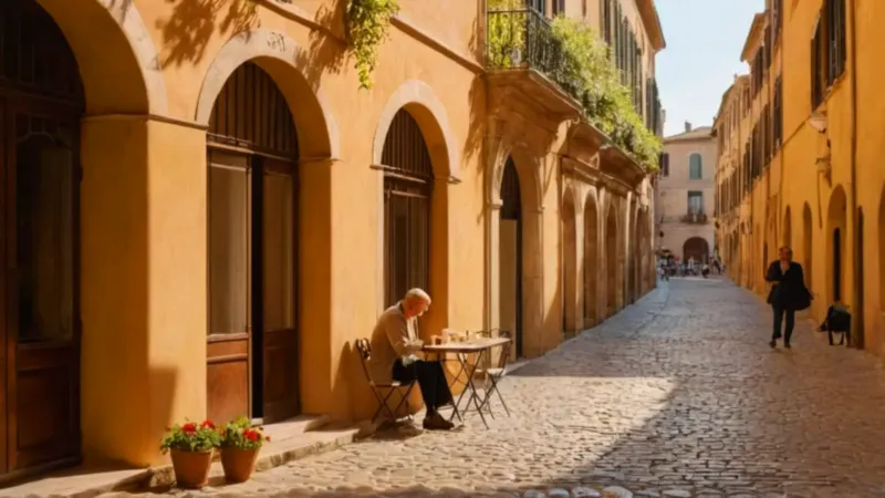 Tarde de sol en una plaza romana