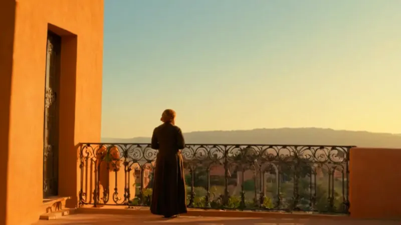 Una silueta contempla el atardecer urbano