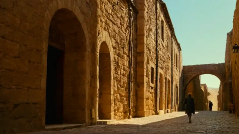 Figura en un callejón de luz y sombra