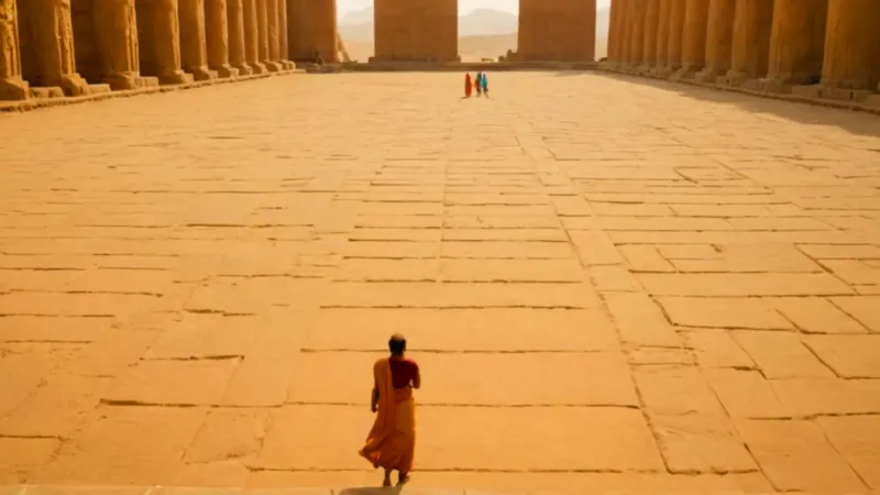 Figura solitaria en el templo dorado