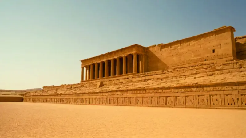El colosal templo empequeñece a la figura