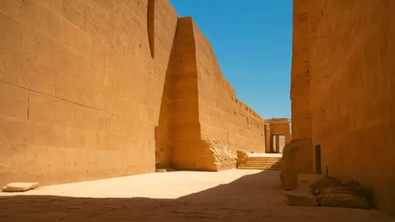 Colosal templo de piedra bajo el sol