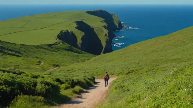 Un caminante admira el paisaje costero