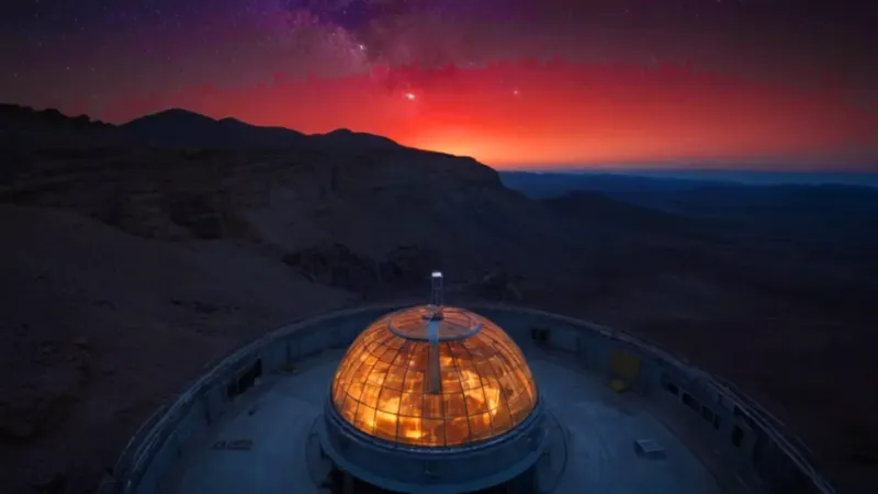 Un observador contempla el cosmos carmesí