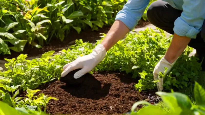 Una persona hace jardinería en el jardín