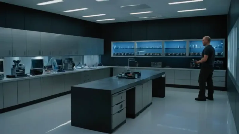 Un científico ante su complejo experimento