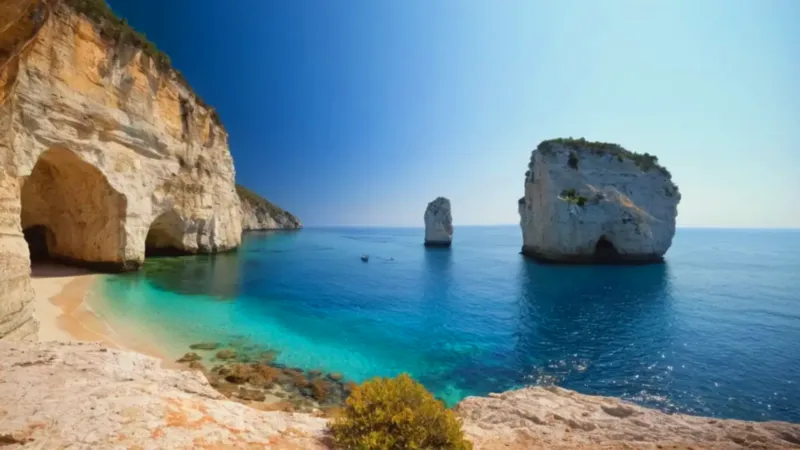 Una figura solitaria contempla la cala serena