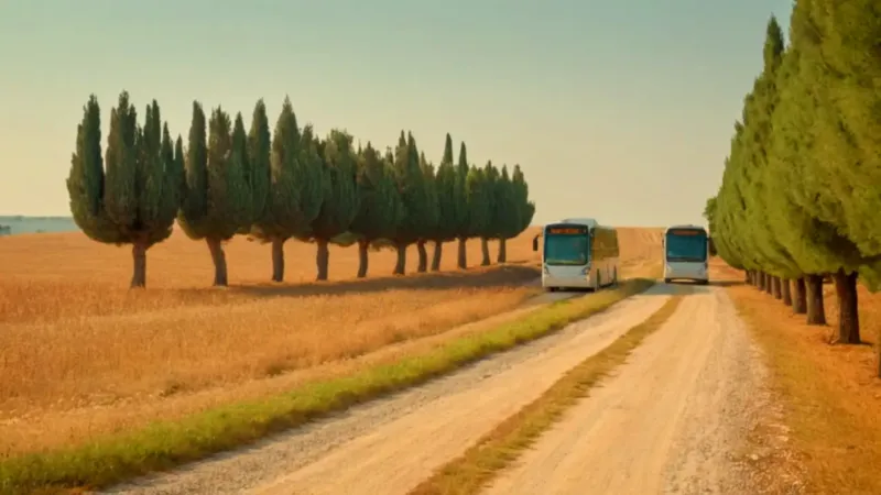 Autobús recoge a un viajero en Toscana