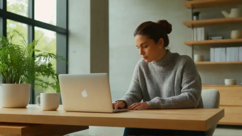 Persona concentrada trabajando en una oficina moderna