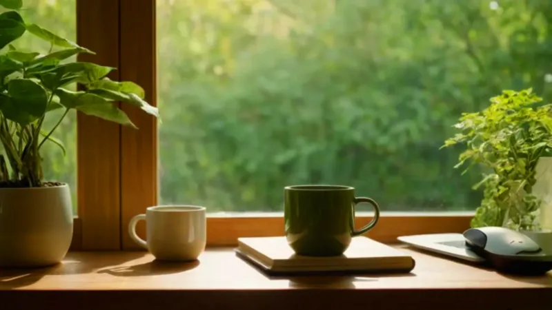 Persona concentrada en un despacho con luz