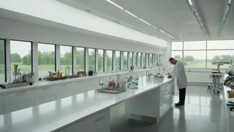 Científico concentrado en un laboratorio moderno