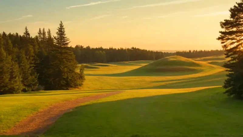 Atardecer dorado sobre túmulos ancestrales