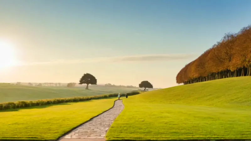 Figura solitaria entre túmulos cubiertos de hierba