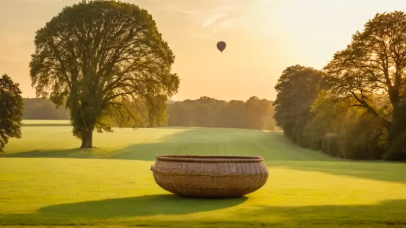 Un globo se infla al atardecer