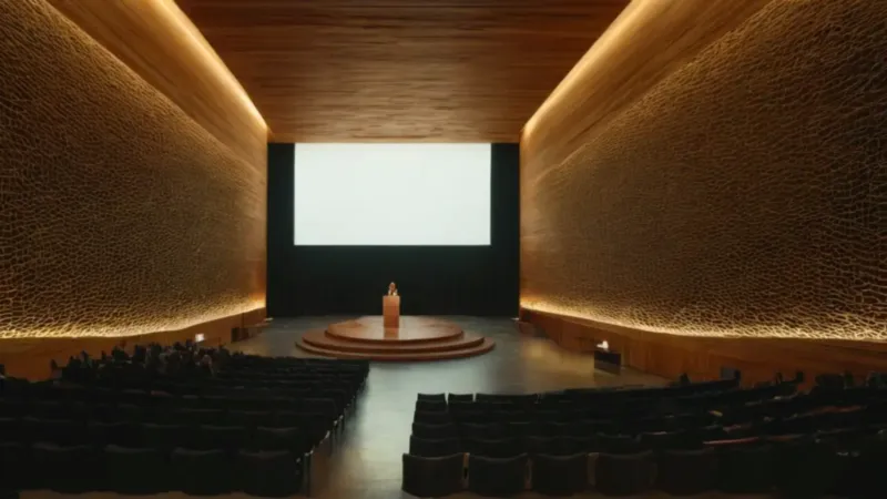 Una mujer sola en un auditorio vacío