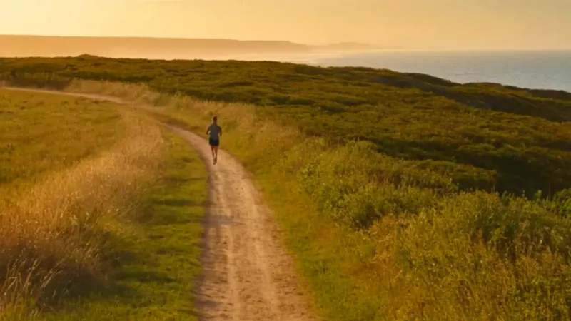 Hombre corriendo solo al amanecer