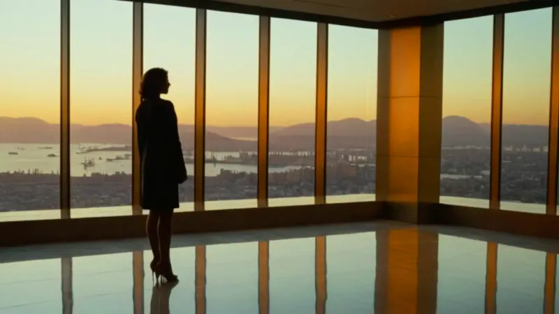 Una silueta contempla la ciudad iluminada