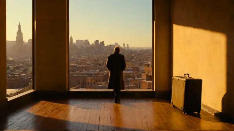 Una silueta solitaria contempla la ciudad