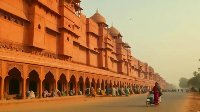 Atardecer dorado en una bulliciosa ciudad india