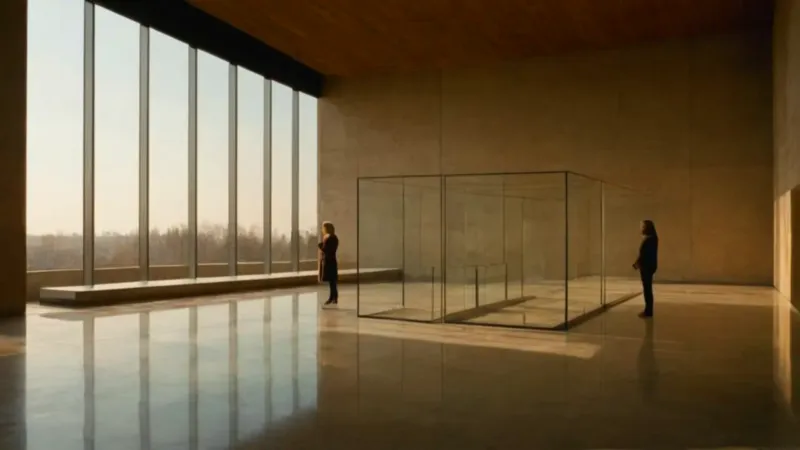 Una figura contempla un fósil en soledad