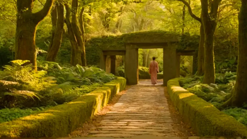 Un túnel de portales rojos en el bosque