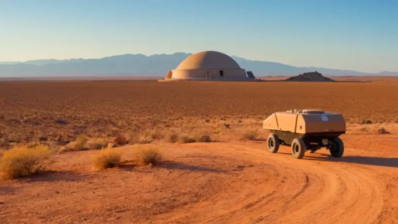 Un científico investiga el desierto al atardecer
