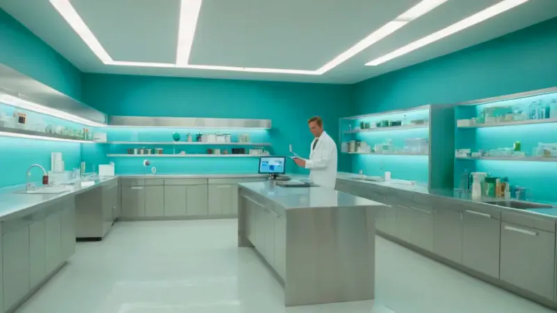 Científico concentrado en un laboratorio moderno