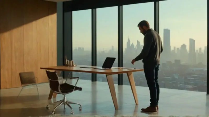 Hombre en un moderno y luminoso loft